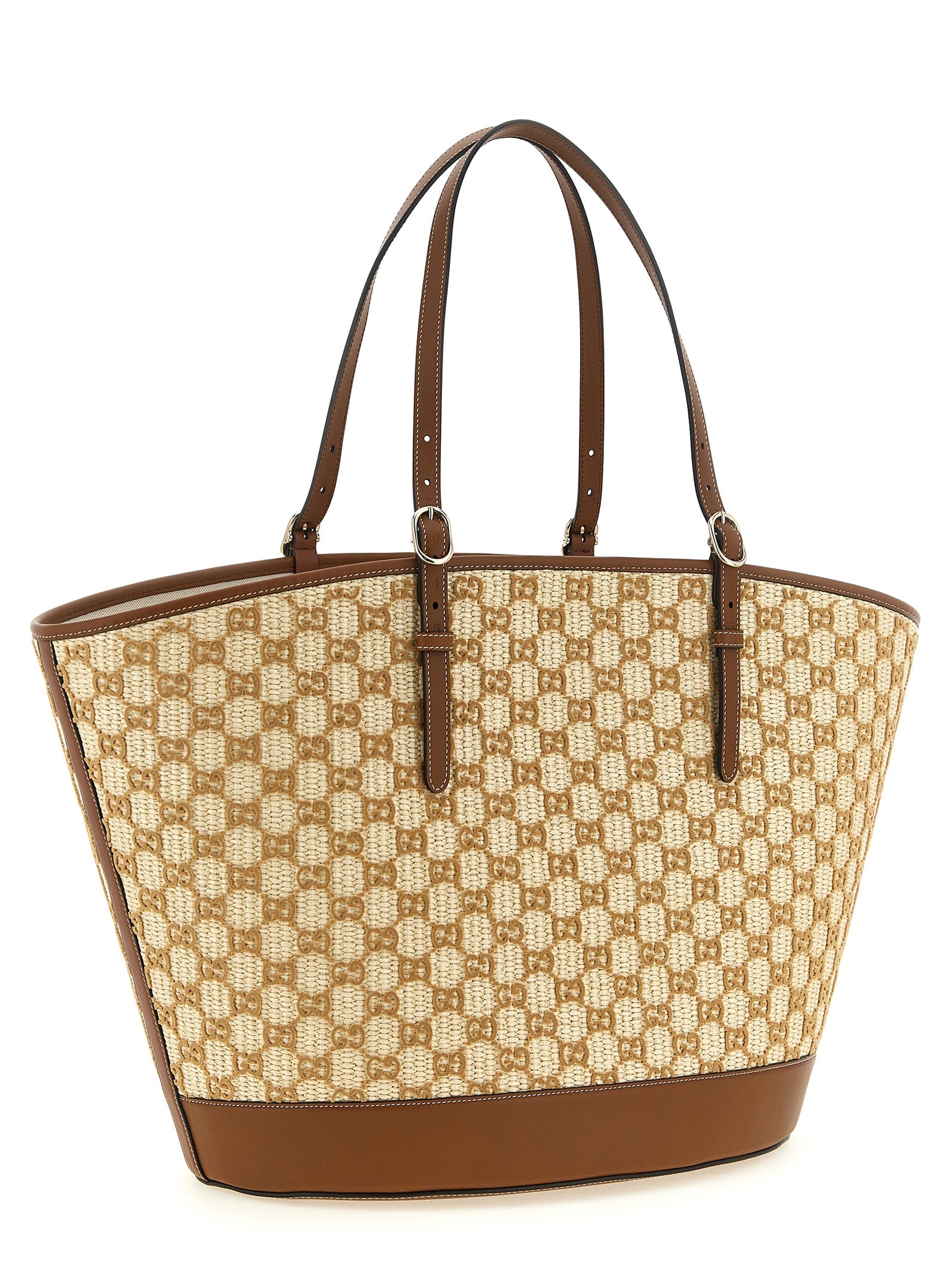Gucci Brown Raffia Tote Bag