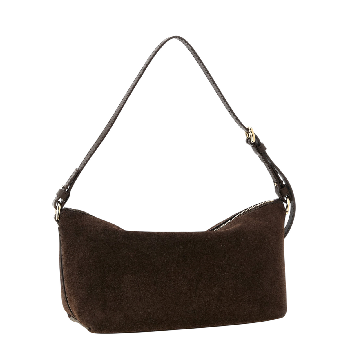 Bolso de hombro Furla Debby de XT & Co en ante marrón con correa ajustable y detalles metálicos dorados
