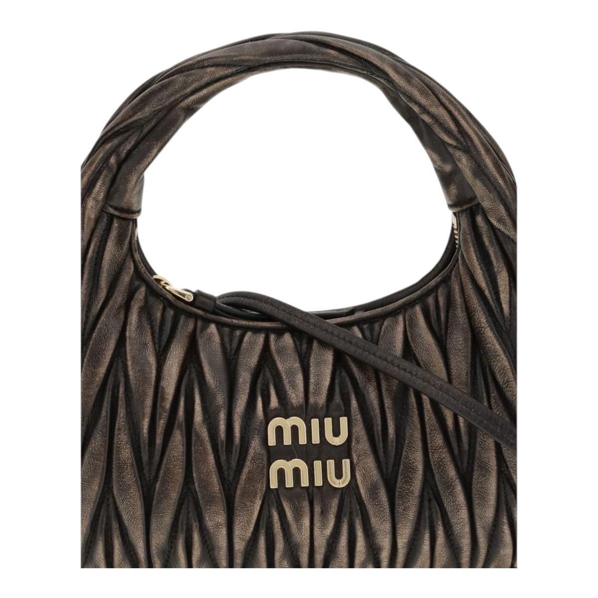 Bolso hobo Wander de XT & Co en piel nappa marrón con diseño matelassé acolchado y logotipo metálico dorado