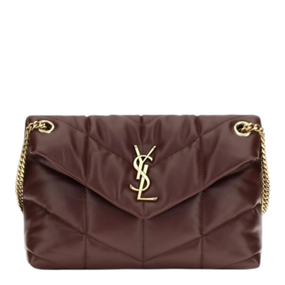 Saint Laurent Toy Puffer Bolso Bandolera Rojo Marrón