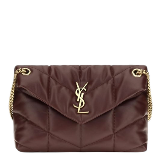 Saint Laurent Toy Puffer Crossbody Bag Red Brown