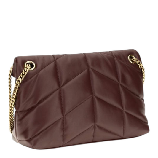 Saint Laurent Toy Puffer Crossbody Bag Red Brown