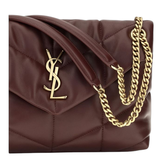 Saint Laurent Toy Puffer Crossbody Bag Red Brown