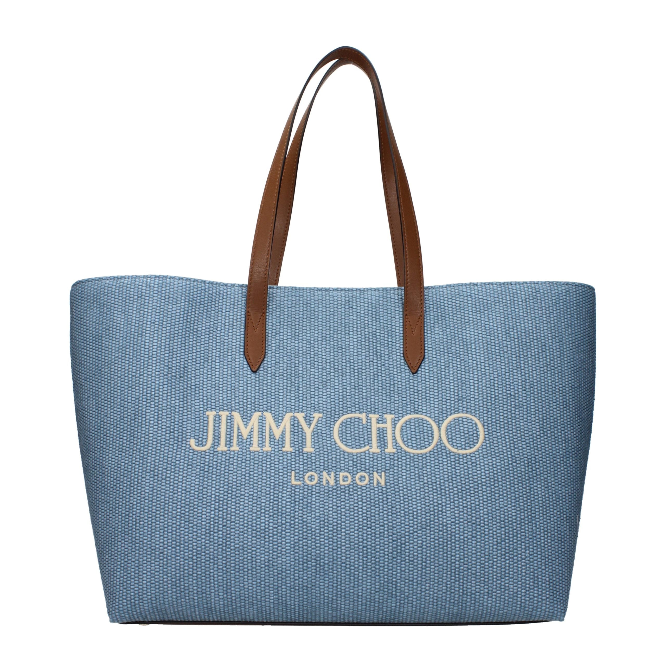 Jimmy Choo Light Blue Fabric Tote Bag