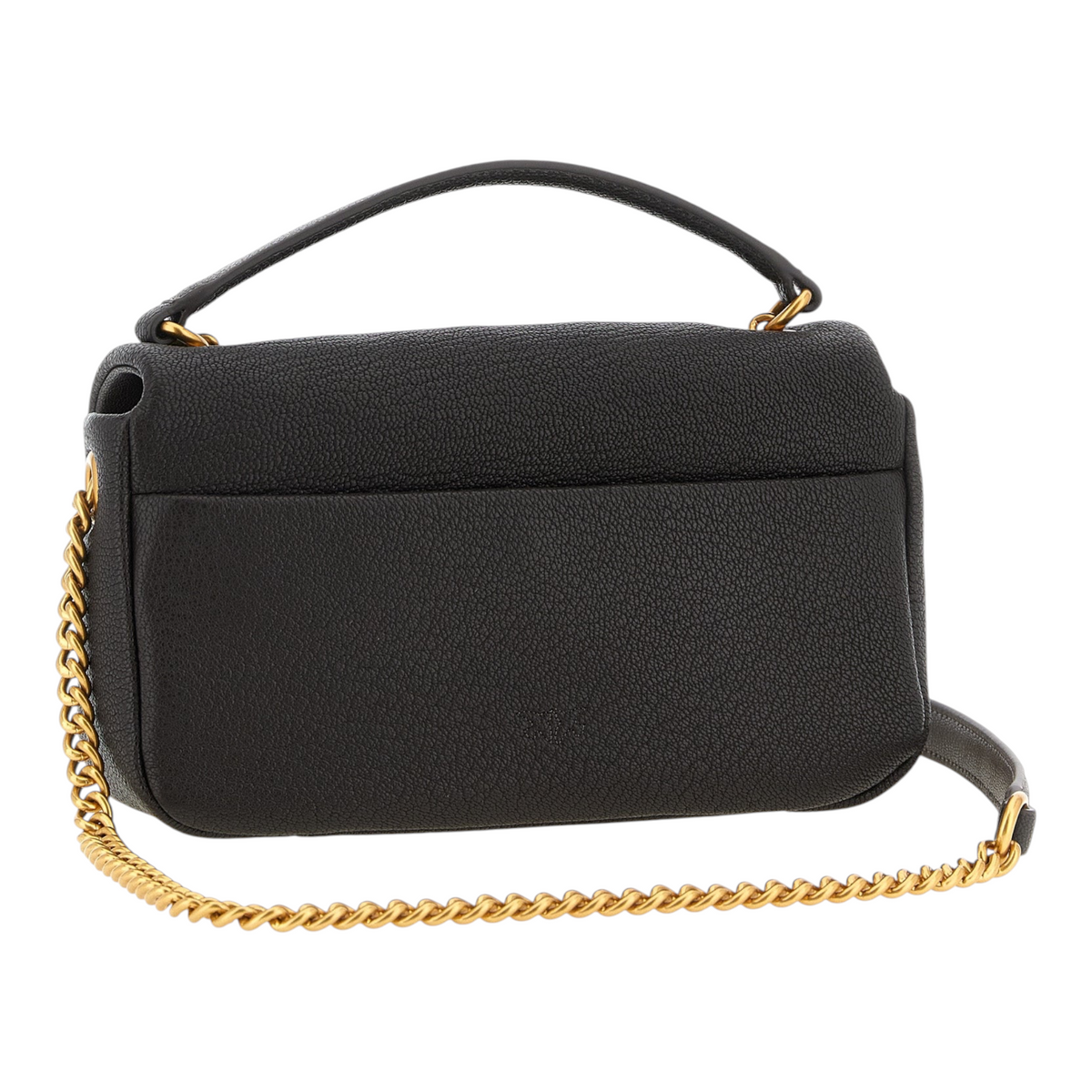 Bolso bandolera XT & Co PINKO de piel de cordero marrón con textura granulada y correa de cadena dorada