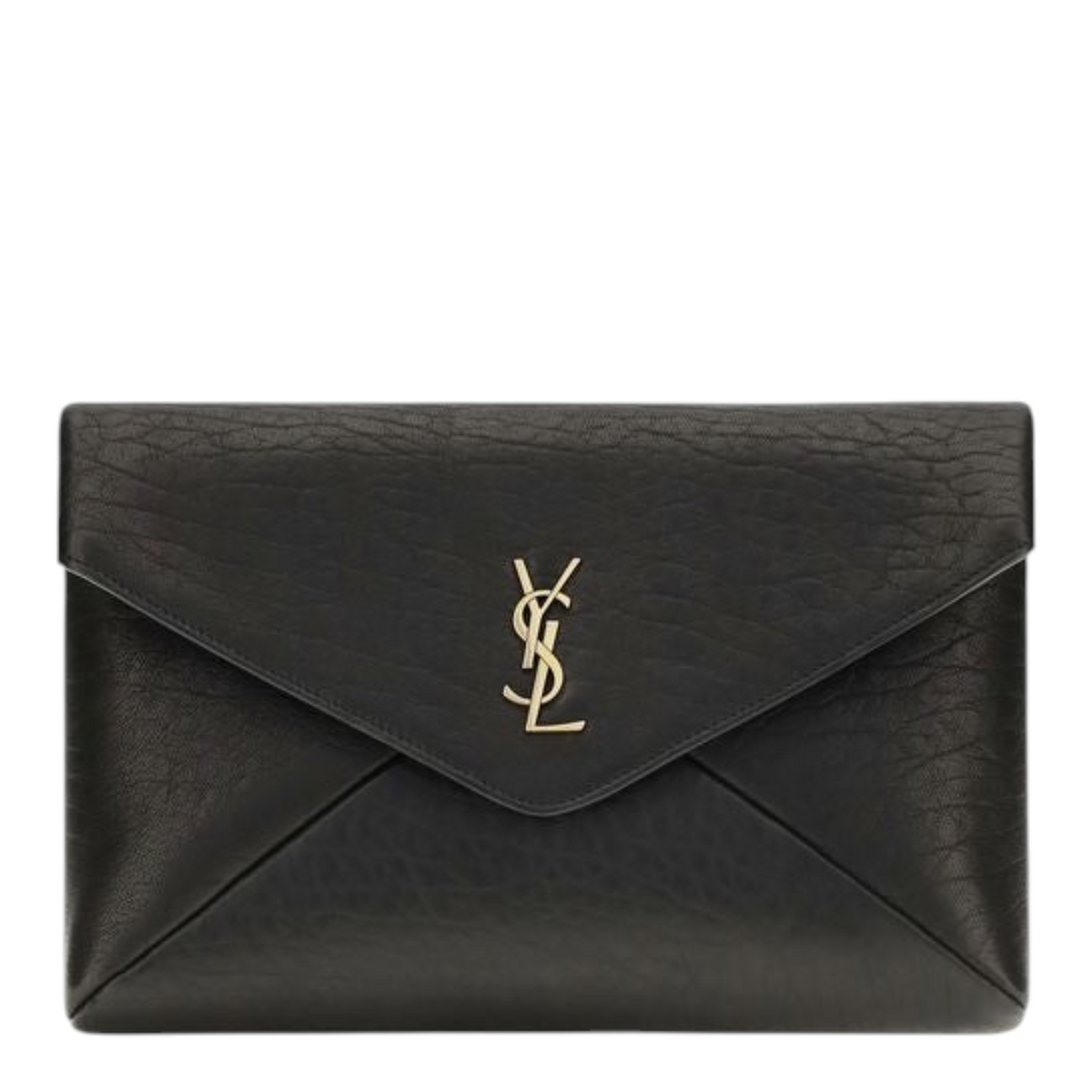 Black patterned pouch on a white background