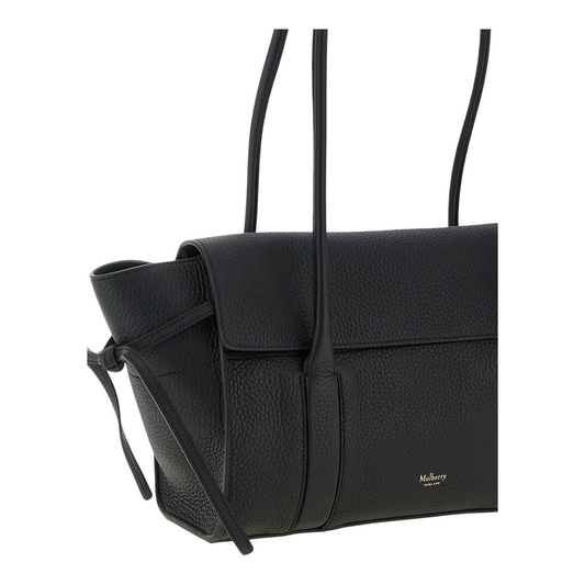 Bolso de hombro XT & Co Mulberry Bayswater negro en piel de becerro granulada con asas largas y detalles de nudos