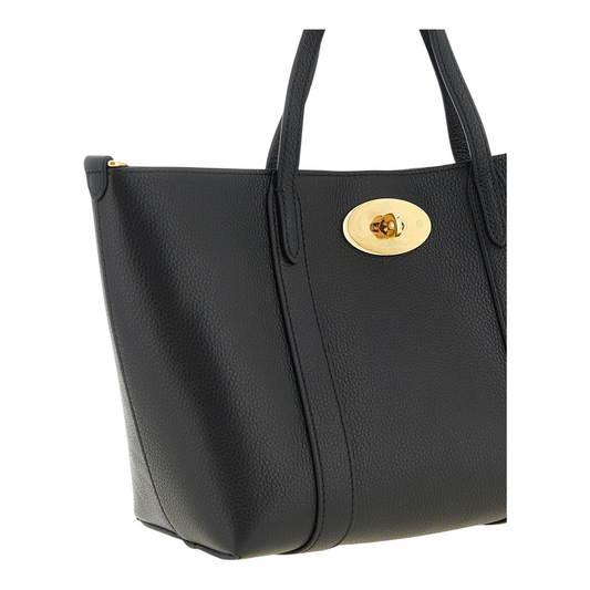 Bolso tote Mulberry Bayswater de XT & Co en piel granulada negra con cierre Postman's Lock dorado