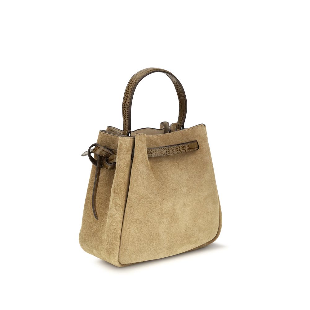 Tory Burch Beige Suede Romy Backet Bag