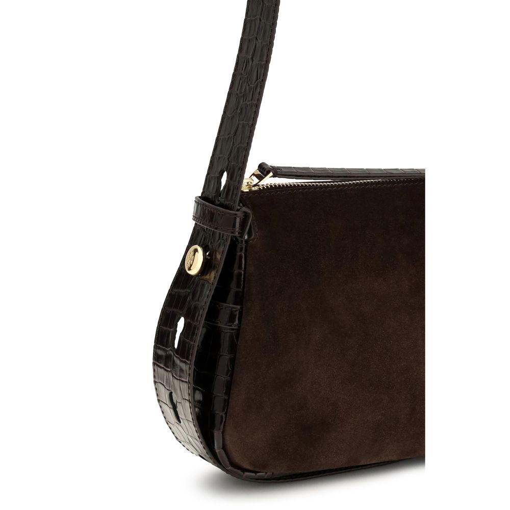 Tory Burch Brown Suede  Small Romy Shoulder Bag