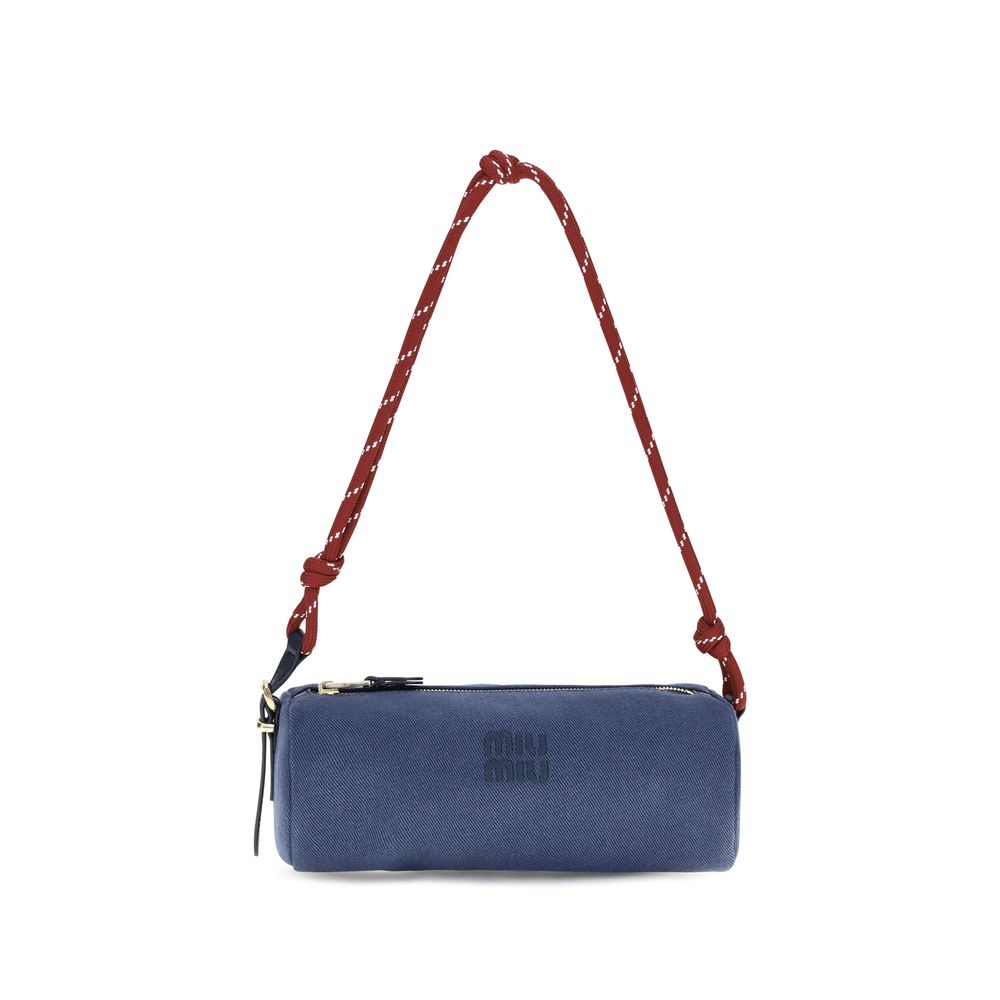 Miu Miu Blue Embroidered logo Shoulder Bag