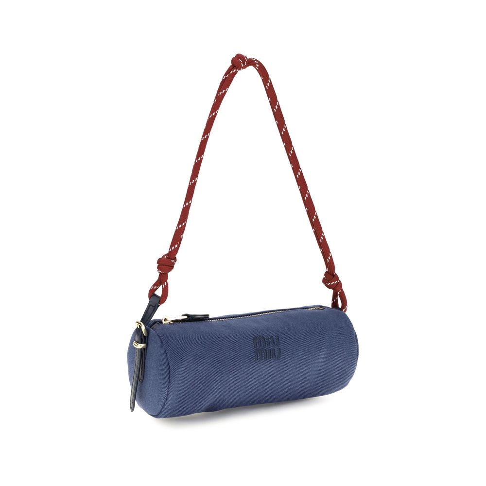 Miu Miu Blue Embroidered logo Shoulder Bag