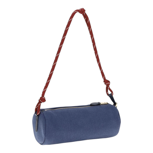 Miu Miu Embroidered logo Shoulder Bag Navy Blue
