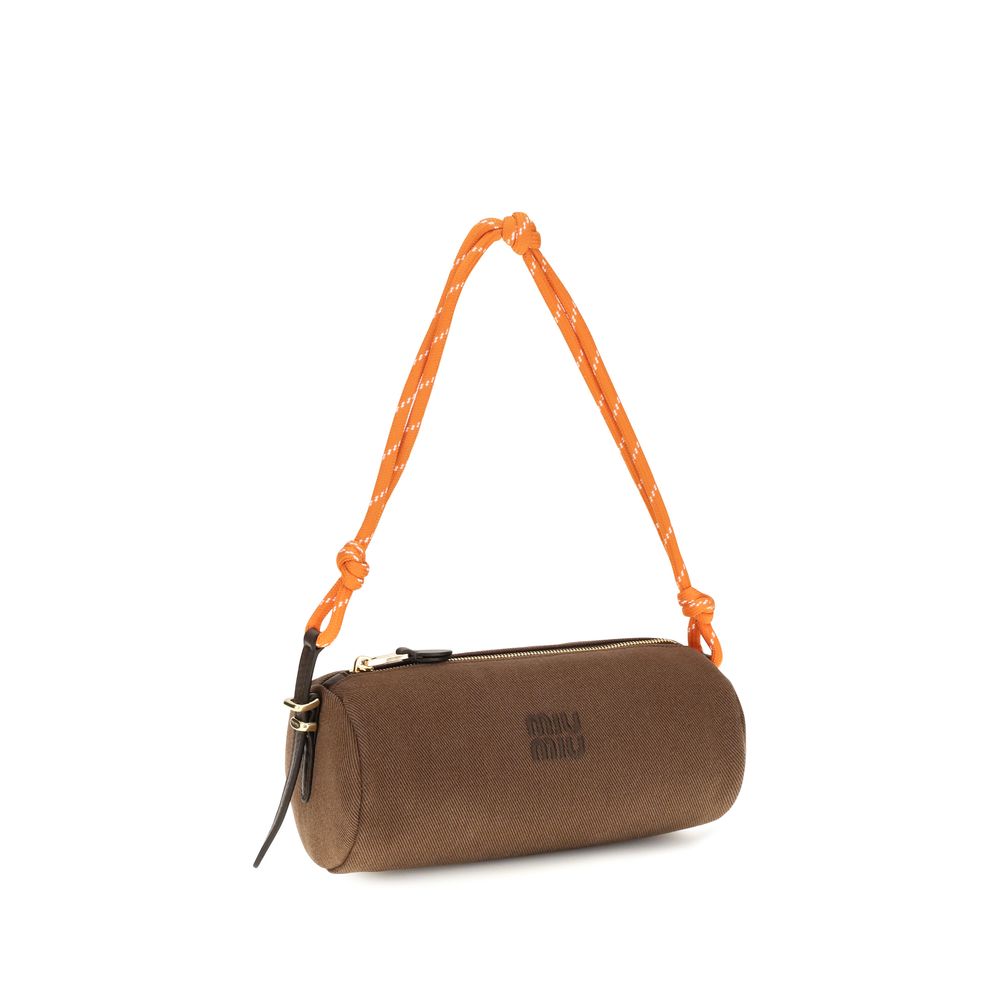 Miu Miu Brown Embroidered logo Shoulder Bag