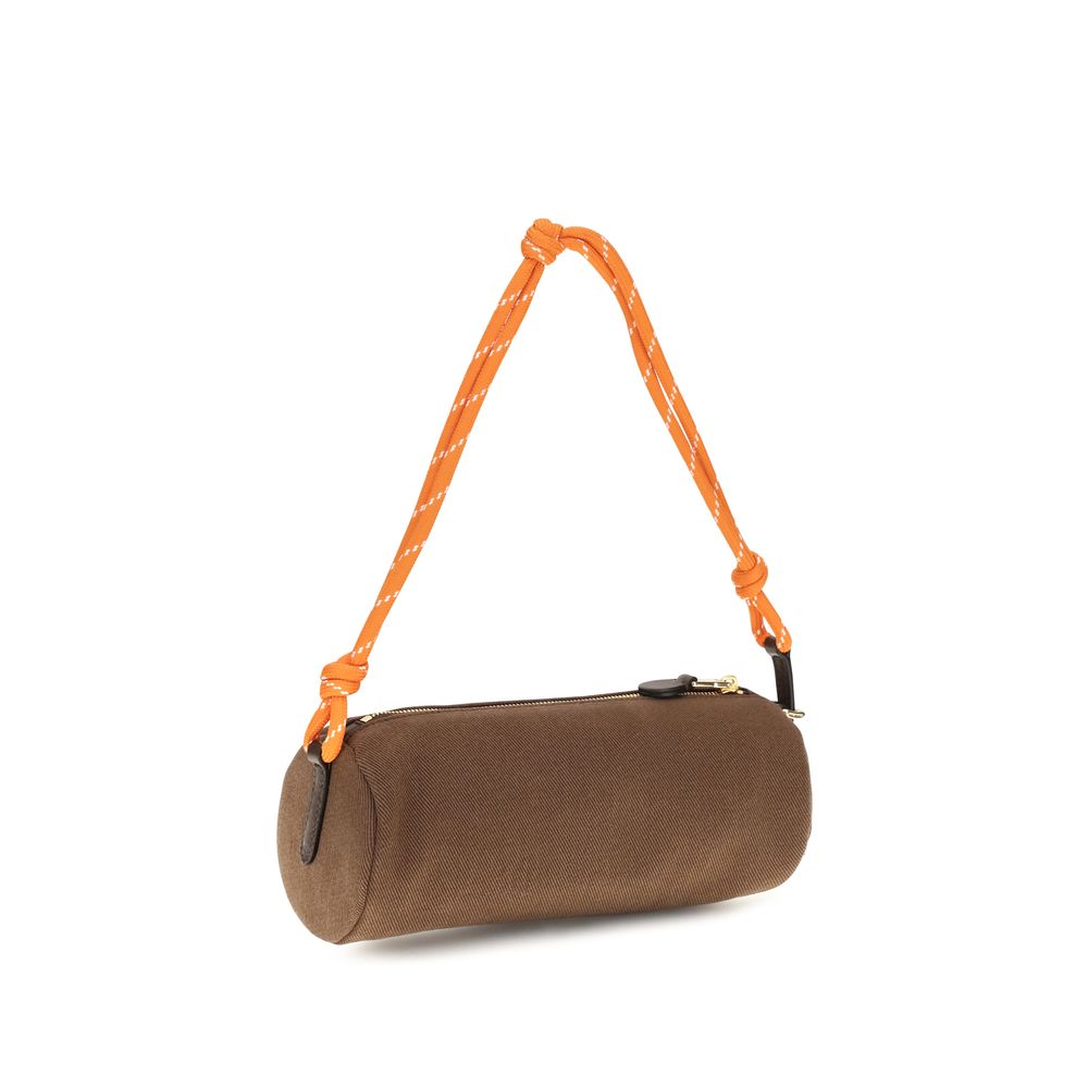 Miu Miu Brown Embroidered logo Shoulder Bag
