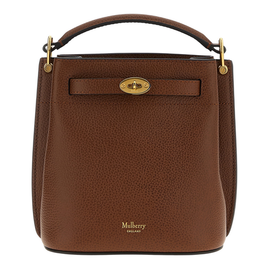 Bolso tipo cubo mini Mulberry Islington en piel de becerro marrón con cierre de candado Postman de XT & Co