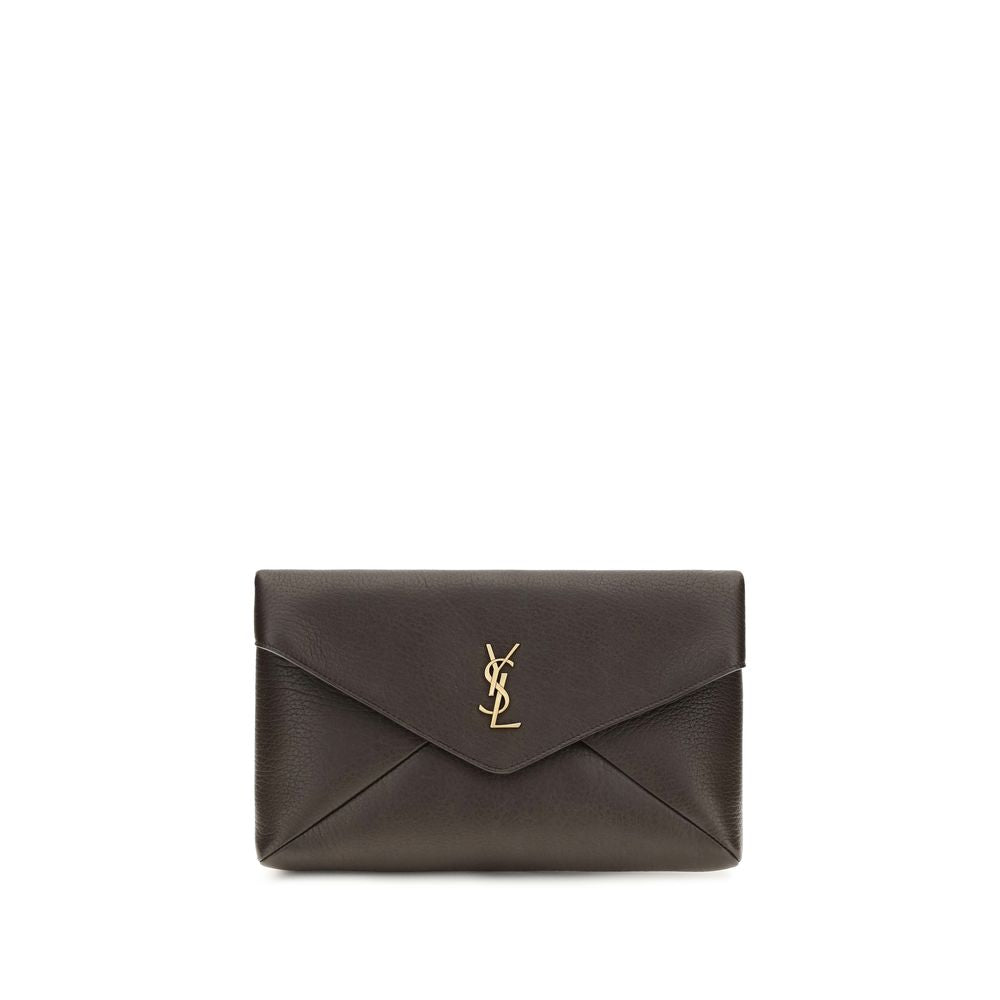 Saint Laurent Brown Envelope  Clutch Bag