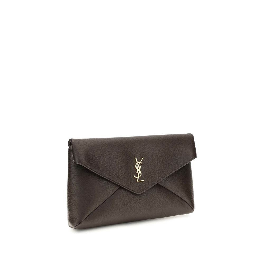 Saint Laurent Brown Envelope  Clutch Bag