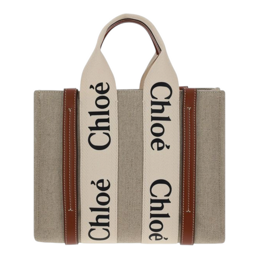 Chloé Woody Canvas Bolso Tote Marrón