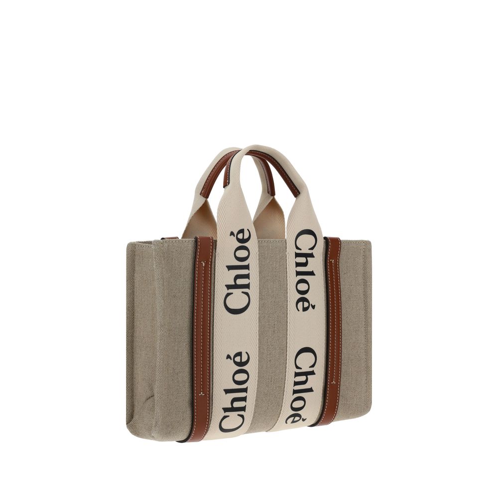 Chloé Brown Woody Canvas Tote Bag