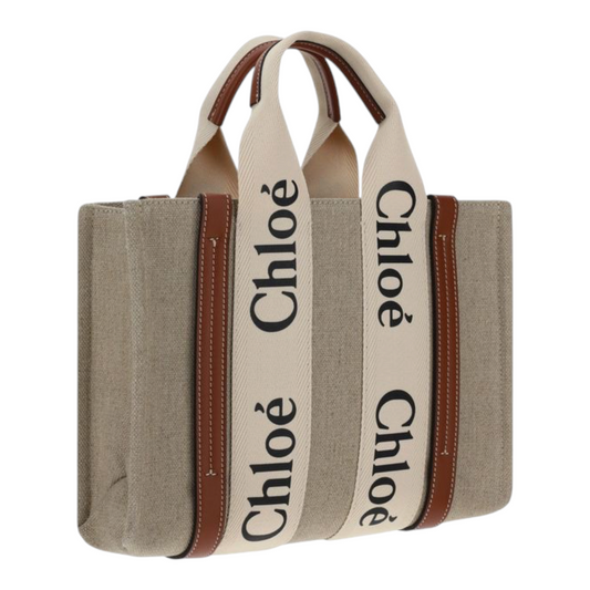 Chloé Woody Canvas Bolso Tote Marrón