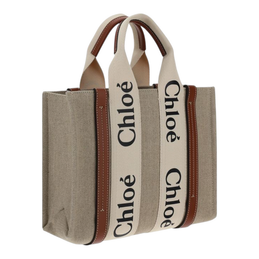 Chloé Woody Canvas Bolso Tote Marrón