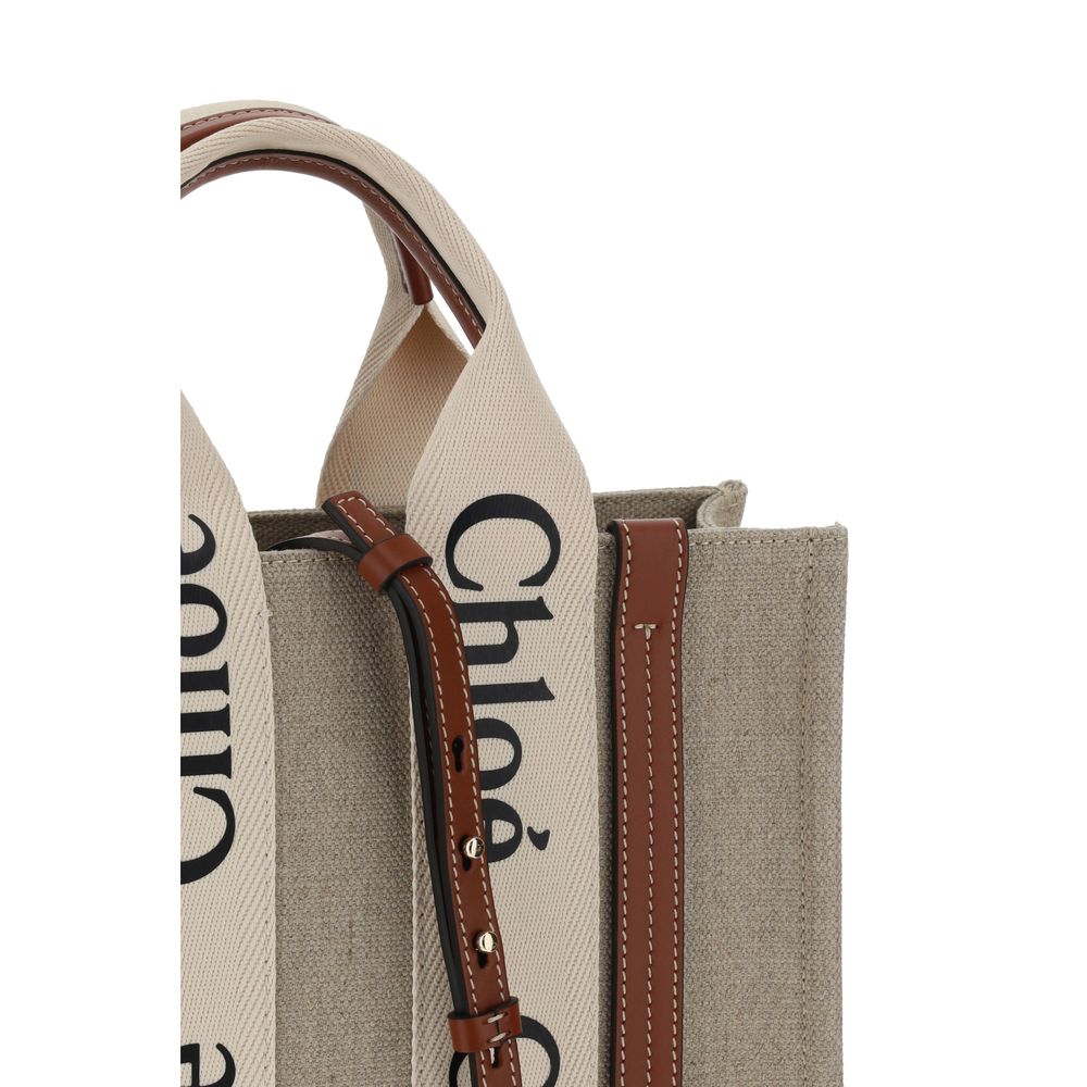 Chloé Brown Woody Canvas Tote Bag