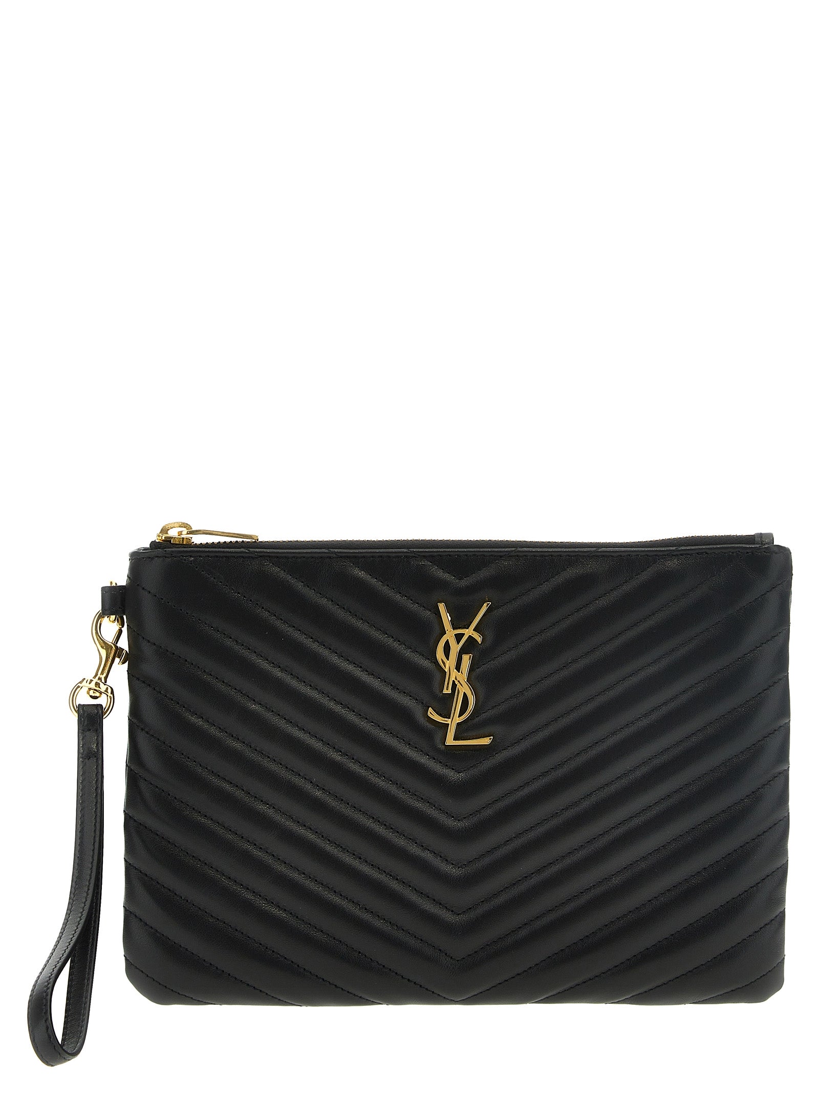 Saint Laurent Black Cassandre Clutch Bag