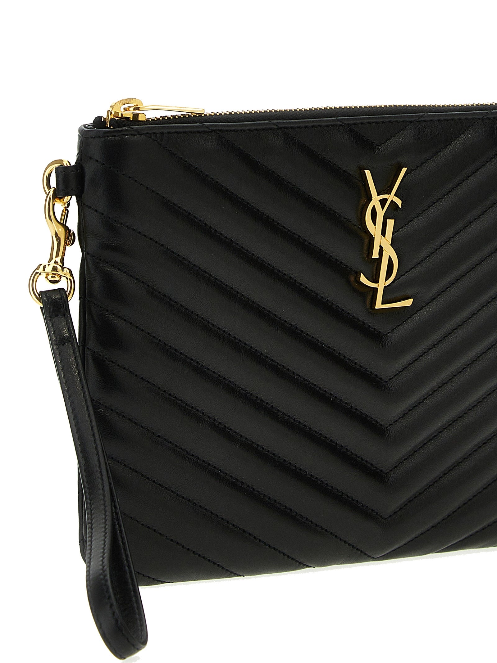 Saint Laurent Black Cassandre Clutch Bag