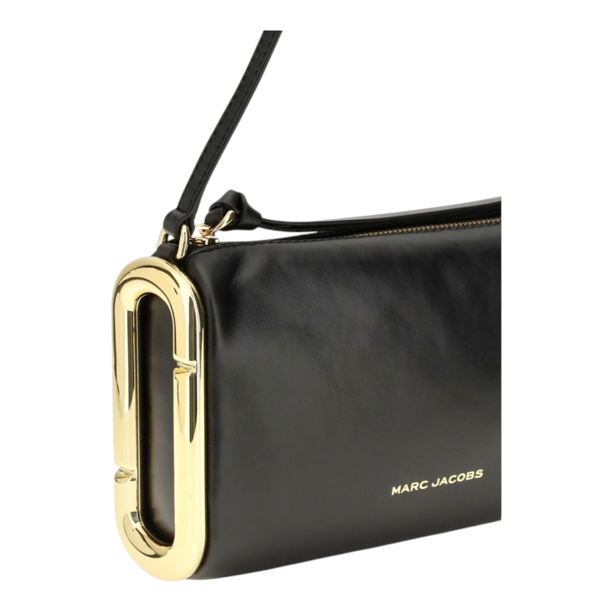 Bolso de hombro Juliette de XT & Co en piel negra lisa con detalle metálico dorado Pop J Marc en el lateral