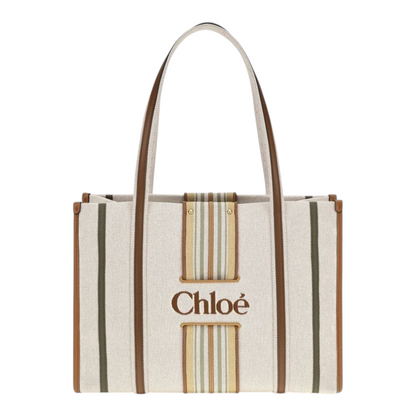 Chloé Woody Loop canvas Bolso Tote Rayas