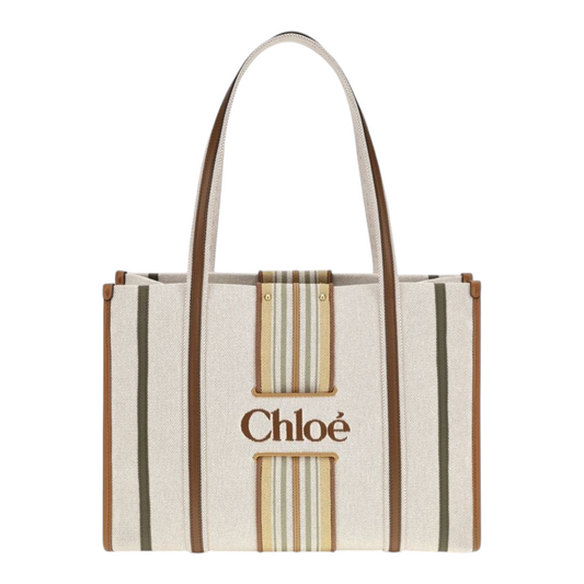 Chloé Woody Loop canvas Bolso Tote Rayas