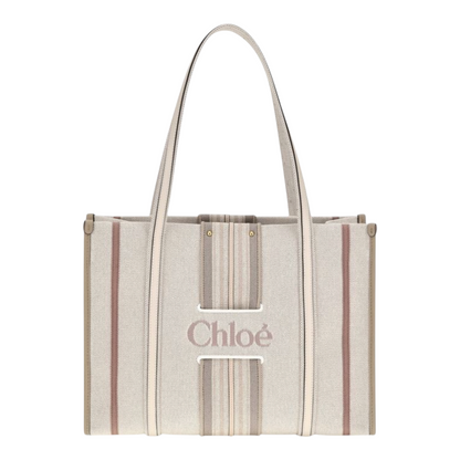 Chloé Woody Loop canvas Bolso Tote Rayas
