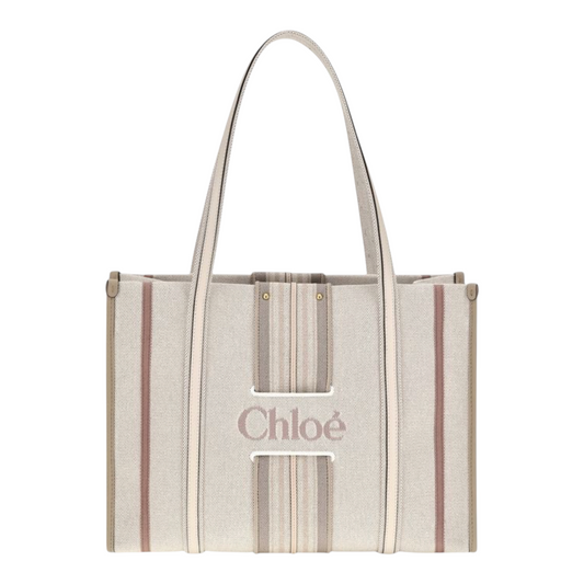 Chloé Woody Loop canvas Tote Bag Striped