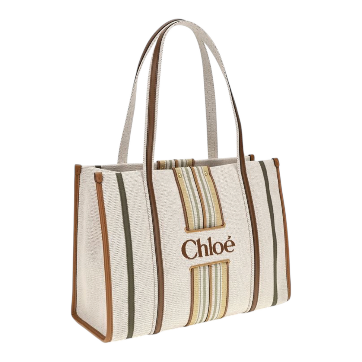 Chloé Woody Loop canvas Bolso Tote Rayas