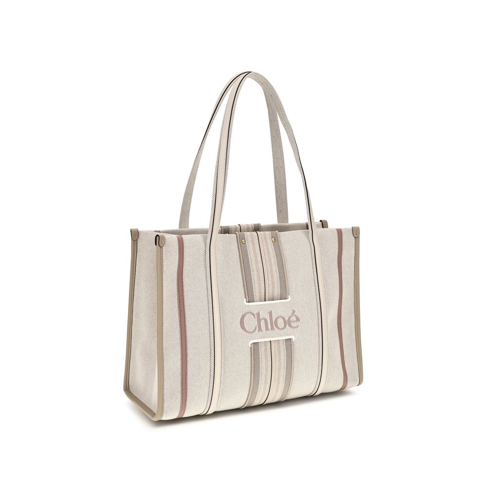 Chloé Beige Woody Loop canvas Tote Bag