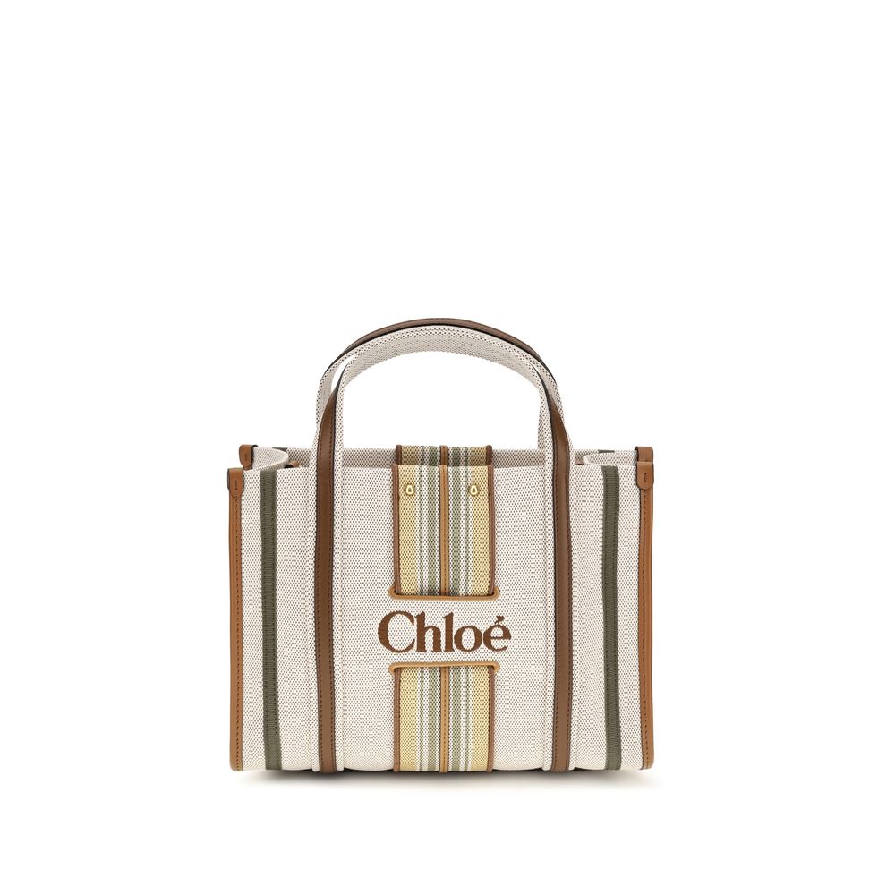 Chloé Beige Small Woody Loop canvas Tote Bag