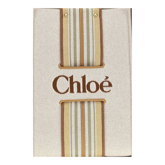 Chloé Woody Loop canvas Bolso Tote Rayas