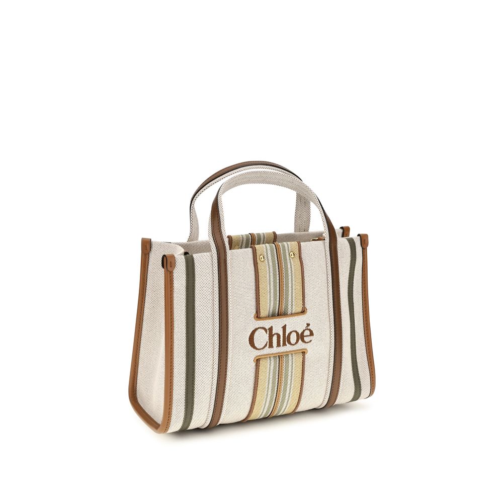 Chloé Beige Small Woody Loop canvas Tote Bag
