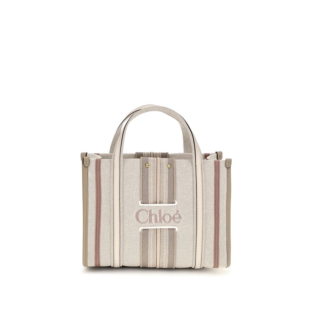 Chloé Beige Small Woody Loop canvas Tote Bag