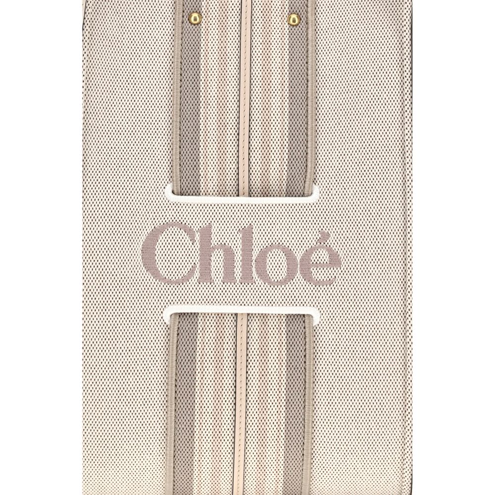 Chloé Beige Woody Loop canvas Tote Bag