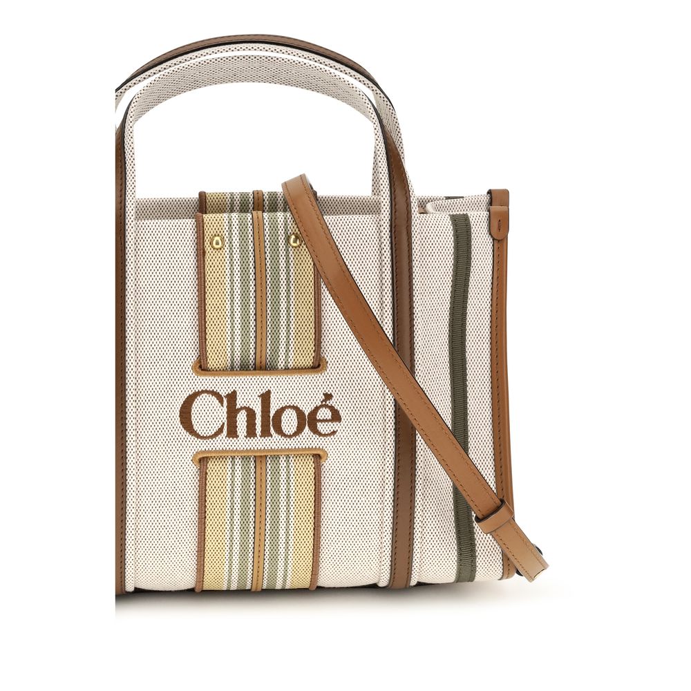Chloé Beige Small Woody Loop canvas Tote Bag