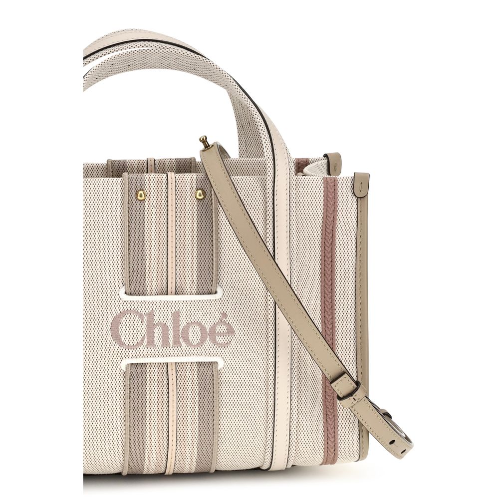 Chloé Beige Small Woody Loop canvas Tote Bag
