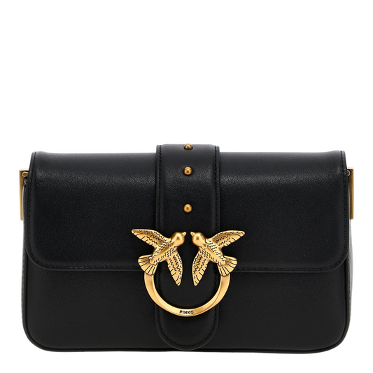 PINKO Mini Love Slouchy Bolso de Hombro Negro