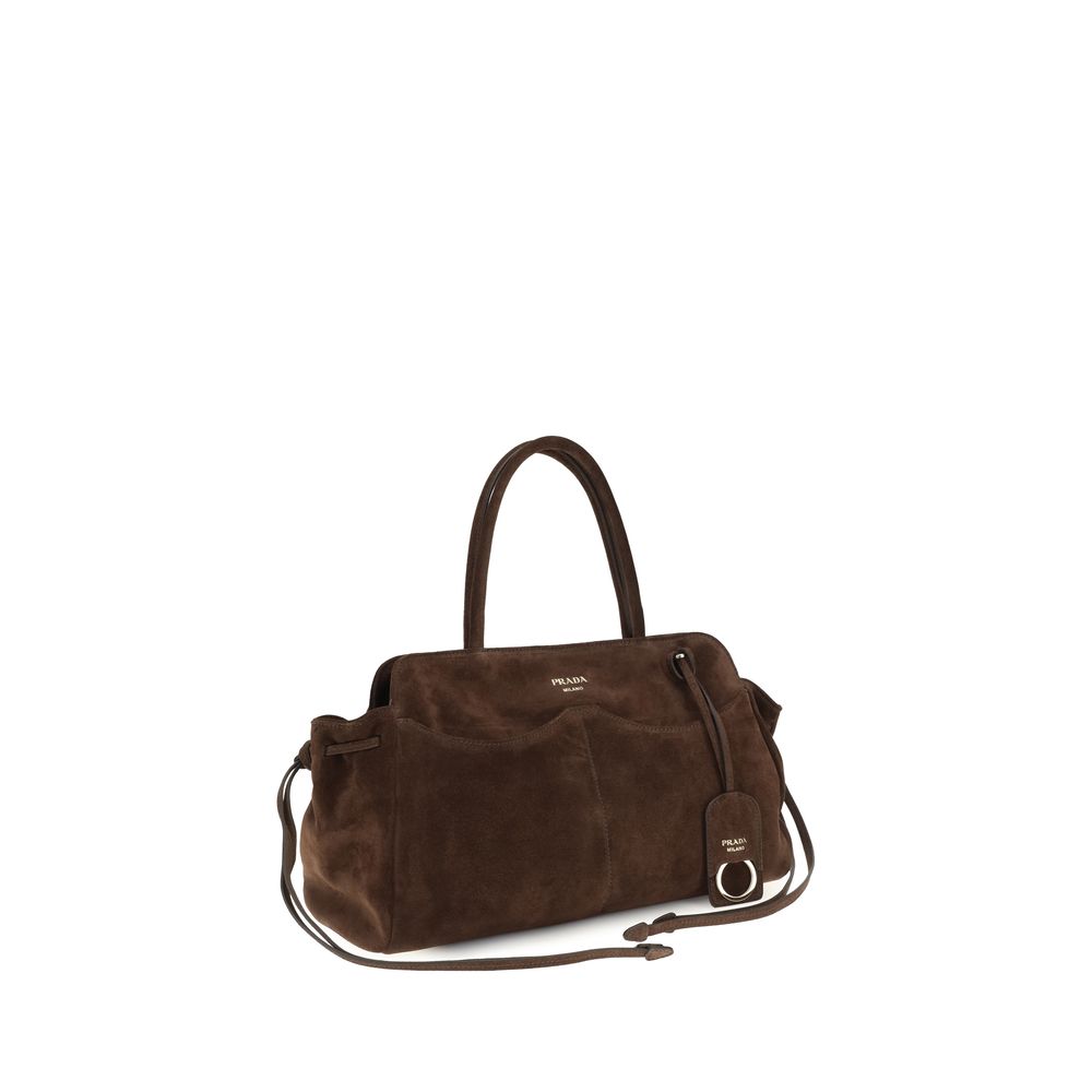 Prada Brown Carry Suede Handbag