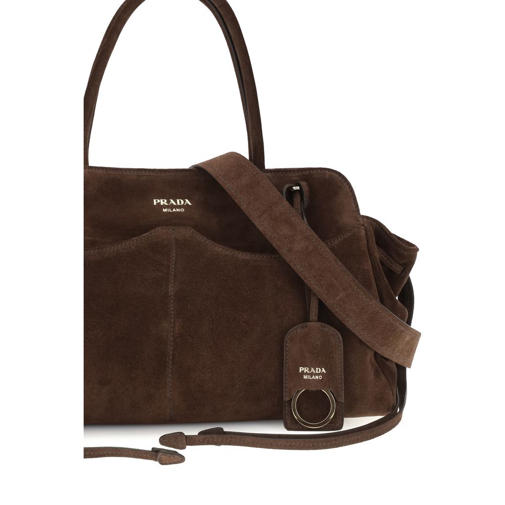 Prada Brown Carry Suede Handbag