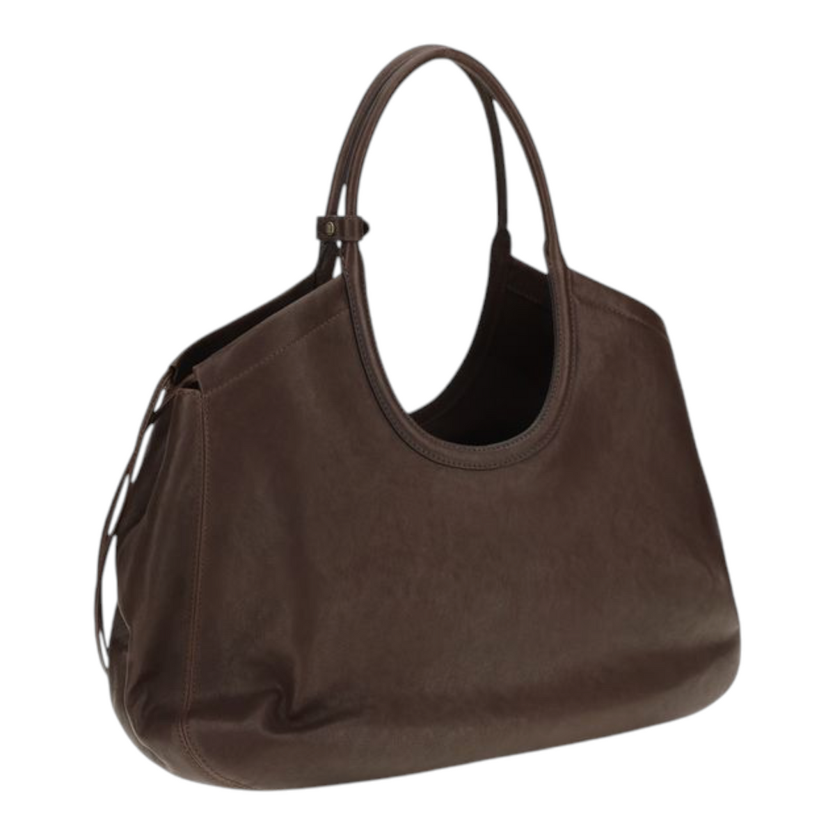 Bolso tote Ivy de XT & Co en piel nappa marrón con efecto envejecido, asas de cuero y cordones laterales.