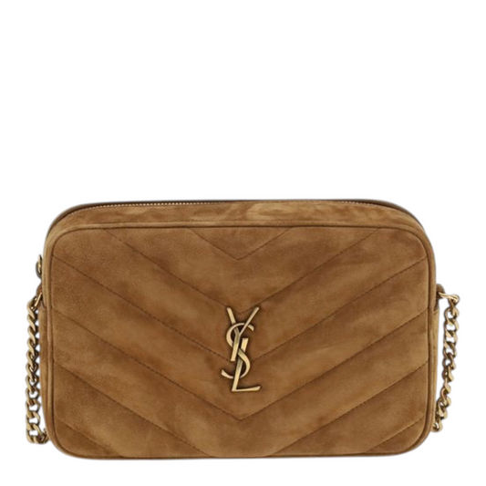 Saint Laurent Suede Camera LouLou Shoulder Bag Brown