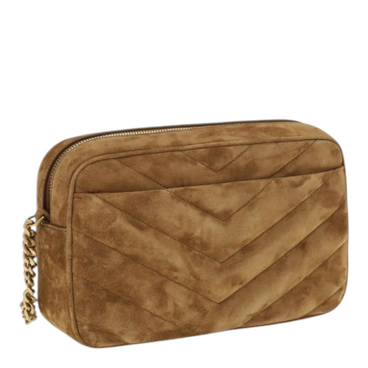 Saint Laurent Suede Camera LouLou Shoulder Bag Brown