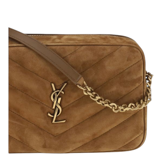 Saint Laurent Suede Camera LouLou Shoulder Bag Brown